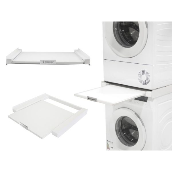 Beper Iron And Wood Washer Dryer Overlay Kit - Washer Dryer Support With Safety Strap And Non-Slip Stickers Included, C206UTI005