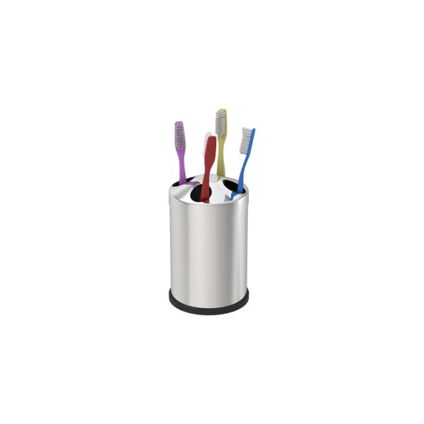 Zilan Bathroom Set 4Pcs (3L Pedal Bin-Smart Toilet Brush-Set Top Liquid Soap Tray And Toothbrush Holder) Inox, ZLN4605